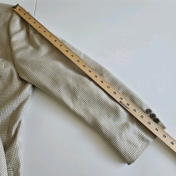 Holt Renfrew Blazer Men US 48 Cream Beige Silk Lined Union Made 2B Ventless FLAW - Picture 7 of 16